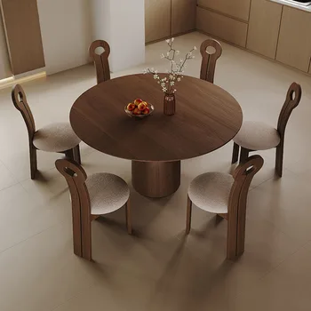 Органайзер Обеденный стол на 8 персон, Современный круглый деревянный обеденный стол, поворотный стол, Роскошная мебель для дома El Hogar Изображение 2