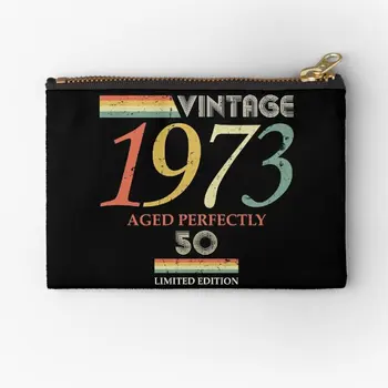 Винтаж 1973 года, Выдержанный на 50-летие, Идеальные чехлы на молнии, упаковка для кошелька, Сумка для хранения, Карманные мужские Ключи, Женские носки с чистыми монетами