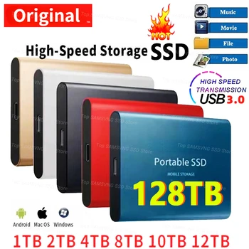 Оригинальный Новый Портативный 2 ТБ SSD 4 ТБ 16 ТБ Внешний Жесткий Диск Type-C USB 3,0 Высокоскоростной 8 ТБ Внешний Накопитель Жесткие Диски Для Ноутбуков