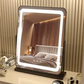 Зеркало со светодиодной подсветкой, Большое зеркало для макияжа с подсветкой, 3-цветное с регулируемой яркостью, с функцией Smart Memory Touch Подходит для раздевалки в спальне