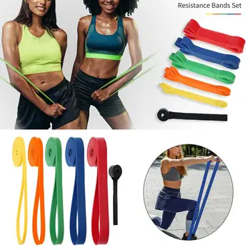 5 шт. эспандер, высокоэластичный, яркого цвета, для подтягивания, для упражнений, для фитнеса, набор длинных эспандеров для тренировок. Изображение 2