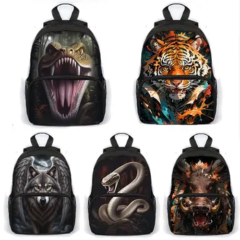 Школьная сумка с принтом фантастических темных существ для детей, Единорог, Волк, Дракон, Змея, студенческие сумки для книг, Модный рюкзак для девочек для путешествий