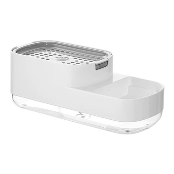 Дозатор кухонного мыла с держателем губки, дозатор средства для мытья посуды для кухонной раковины, мыло и губка-Caddy