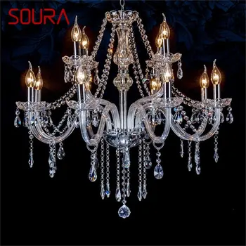 Люстра в европейском стиле SOURA, светодиодная свеча, подвесной светильник, Хрустальное освещение, Потолочные роскошные светильники для дома, гостиничного зала