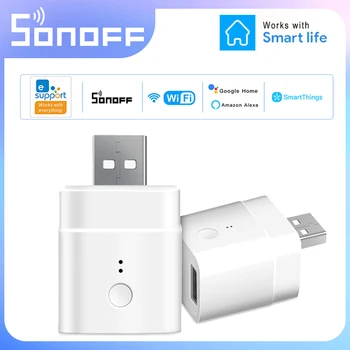 SONOFF Micro 5V USB Адаптер Wifi Розетка Smart Timing Зарядный штекер eWeLink Управление приложением Работа с Alexa Google Alice Домашний ассистент