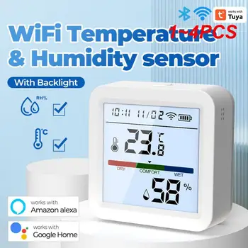 1 ~ 4шт Tuya Smart WIFI Датчик температуры и влажности Термометр-гигрометр для помещений с ЖК-дисплеем Поддержка Alexa