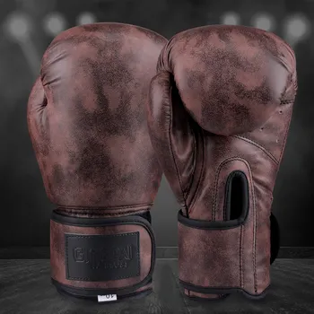 Боксерские перчатки в стиле ретро, новые боксерские перчатки тхэквондо Санда, мужские и женские боксерские перчатки для взрослых для тайского бокса с мешками с песком, профессиональные перчатки для взрослых Изображение 2