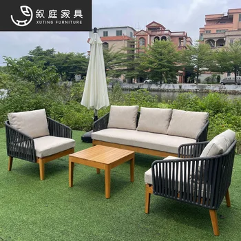 Досуг на открытом воздухе простой диван, стол и стул комбинированная мебель открытый внутренний двор сад терраса креативное кресло из ротанга
