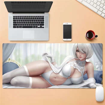 Сексуальный игровой коврик для мыши в стиле аниме, настольная клавиатура, большой коврик для мыши размером 900x400mm, водонепроницаемый нескользящий коврик из натурального каучука, коврик для мыши для геймеров Изображение 2