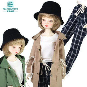 Форма для кукол BJD 43-45 см, кукла со сферическим шарниром, 1/4 BJD MSD, модное пальто с капюшоном, футболка, клетчатые брюки