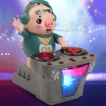 Милый ди-джей Рок-робот-свинья, Электрическая светомузыка, электронная свинья, ковыляющая, танцующая, музыкальная игрушка для детей, подарок для маленьких детей
