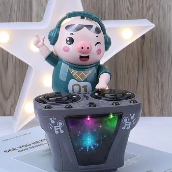Милый ди-джей Рок-робот-свинья, Электрическая светомузыка, электронная свинья, ковыляющая, танцующая, музыкальная игрушка для детей, подарок для маленьких детей Изображение 2