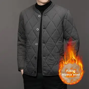 Брендовая Зимняя куртка для мужчин 2023, осенние однотонные стеганые и толстые пальто для мужчин, большие размеры 8xl, воротник-стойка, теплая мужская одежда Изображение 2