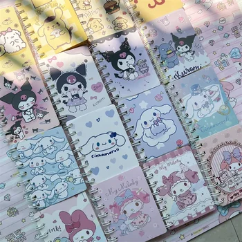 Sanrio Kuromi Cinnamoroll Kawaii Блокнот Детский Утолщающий Справочник Милые Модные Мини-Книги Мягкая Копия Маленький Мультяшный Блокнот Изображение 2
