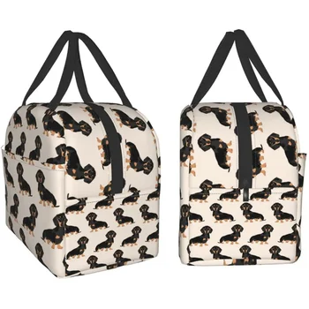 Изолированная сумка для ланча для собак Dachshund, женская сумка-холодильник, Герметичные многоразовые сумки для ланча для работы в офисе, школы, пикника, портативные Изображение 2