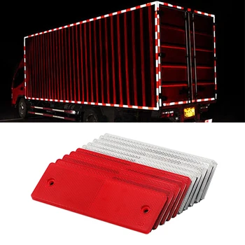 Красно-белый пластиковый светоотражатель VOOFENG для ежегодного осмотра прицепа грузовика, Предупреждение о ночной безопасности, Светоотражающая наклейка 10 шт./лот Изображение 2