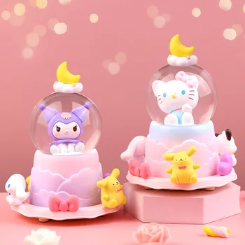Музыкальная шкатулка Sanrio Kawaii Hello Kitty с аниме-мультфильмом Kuromi Милые модные Изысканные креативные красивые украшения для дома