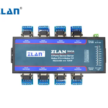 ZLAN5843A 8-портовый RS232 RS485 к Ethernet TCP /IP Modbus промышленный последовательный сервер с несколькими Ethernet