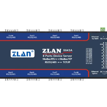 ZLAN5843A 8-портовый RS232 RS485 к Ethernet TCP /IP Modbus промышленный последовательный сервер с несколькими Ethernet Изображение 2