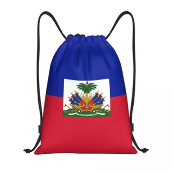 Изготовленный на заказ флаг Гаити Сумка на шнурке Женский Мужской Легкий рюкзак для хранения в спортивном зале