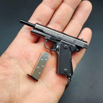 Новый пистолет Colt M1911 из сплава 1:3, миниатюрная модель пистолета, сборный Игрушечный пистолет, Брелок, Подвеска для рюкзака, Украшение для мальчиков, Рождественский подарок Изображение 2