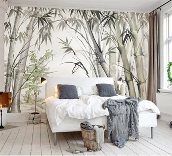 Пользовательские обои фреска Ручная роспись акварелью бамбуковый лес масляная живопись гостиная прикроватный столик фон стены 3d обои
