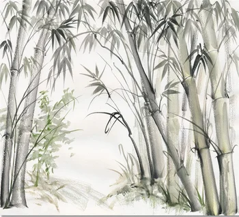 Пользовательские обои фреска Ручная роспись акварелью бамбуковый лес масляная живопись гостиная прикроватный столик фон стены 3d обои Изображение 2