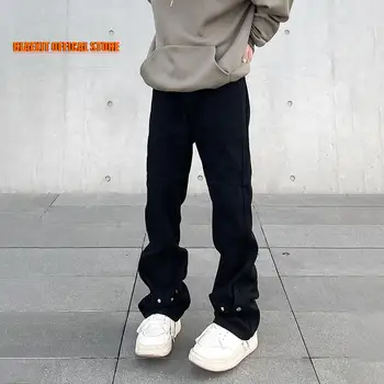 Черные джинсы-скинни, мужская уличная одежда, Облегающие Однотонные Простые брюки, Приталенные Осенние Повседневные Модные Джинсовые брюки в стиле Y2k в Корейском стиле Хай Стрит Изображение 2