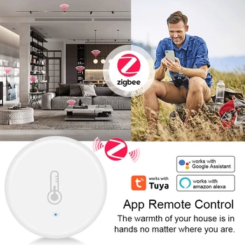 Tuya Smart Zigbee Датчик температуры и влажности, термометр-гигрометр, монитор безопасности, работа с Alexa Google Home Изображение 2