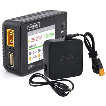 ToolkitRC M7 200W 10A Балансовое Зарядное Устройство-Разрядник С ADP100 для 1-6 S Lipo Battery Servo Checker Проверка Напряжения Сигнала Приемника