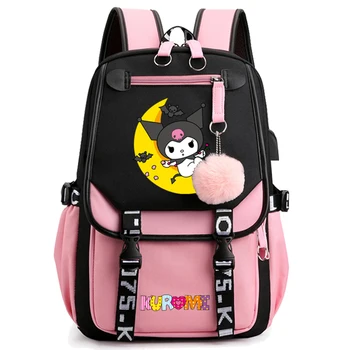 Аниме Sanrio Cinnamoroll Рюкзак для девочки Школьная сумка Подростковая Холщовая сумка для книг Kawaii Student Back To School Backpack Рюкзак