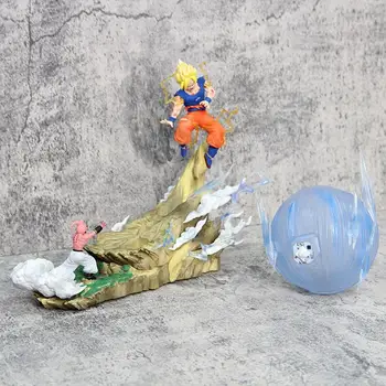 Горячие 21 см персонажи аниме Dragon Ball Z Супер Сайян Сунь Укун против Буу модель игрушки ПВХ скульптура серия игрушек детские подарки