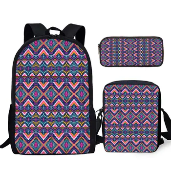 YIKELUO Aztec Design, молодежный игровой рюкзак для ноутбука большой емкости, сумка-мессенджер с американским племенным принтом, повседневный рюкзак-пенал
