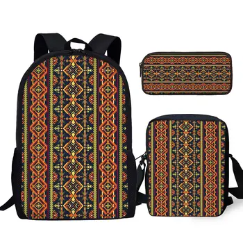 YIKELUO Aztec Design, молодежный игровой рюкзак для ноутбука большой емкости, сумка-мессенджер с американским племенным принтом, повседневный рюкзак-пенал Изображение 2