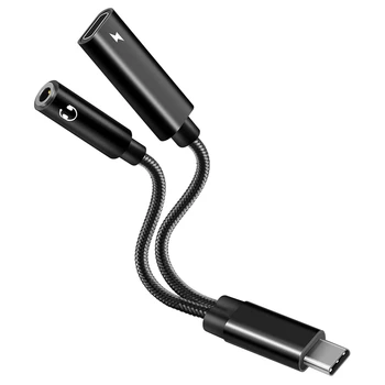 Адаптер 2 В 1 с Разъемом для наушников USB C-3,5 мм, Аудиокабель С Быстрой Зарядкой PD 60 Вт Для Galaxy S21 S20 Ultra S20