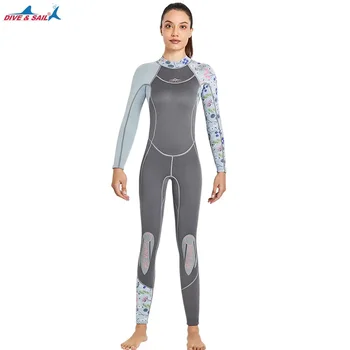 Высокоэластичный гидрокостюм толщиной 3 мм, женский цельный утолщенный теплый зимний гидрокостюм для плавания, гидрокостюм для подводного плавания, гидрокостюм для серфинга Изображение 2