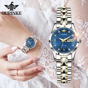 OUPINKE 3169 Механические Часы для Женщин Наручные Часы Роскошные Водонепроницаемые Автоматические Часы С Дисплеем Даты Недели reloj para mujer