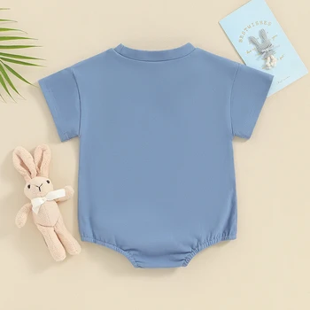 Пасхальный наряд для мальчика, комбинезон с коротким рукавом для новорожденных, летняя детская футболка с зайчиком, верхняя одежда для малышей