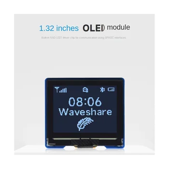 Waveshare 1,32-дюймовый Oled-модуль с разрешением 128X96, 16-уровневый дисплей Серого цвета, Связь Spi/I2C Изображение 2