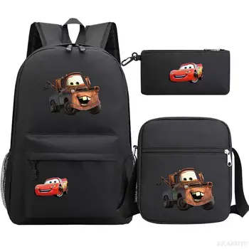 Школьные сумки 95 Автомобилей для девочек, школьный рюкзак для мальчиков, 3шт Ортопедический рюкзак, детские школьные рюкзаки Mochila Escolar Изображение 2