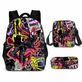 3 шт. компл. Паук в стиле панк Mochila Spider verse детский рюкзак для мальчиков Школьные сумки Для подростков Дорожный рюкзак косплей сумка Карандаш сумка