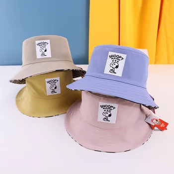 Новая детская шапка Весна Лето Снупи с вышивкой и внутренним рисунком зебры, солнцезащитный козырек, рыбацкая шапка, 6 цветов, аниме-игрушка Kawaii