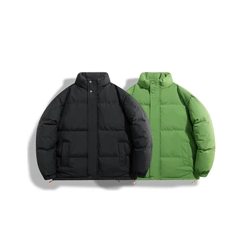 Зимняя однотонная пара хлопчатобумажных курток, теплое ветрозащитное водонепроницаемое дышащее пальто, трендовые верхние пальто корейского бренда на открытом воздухе