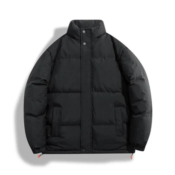 Зимняя однотонная пара хлопчатобумажных курток, теплое ветрозащитное водонепроницаемое дышащее пальто, трендовые верхние пальто корейского бренда на открытом воздухе Изображение 2