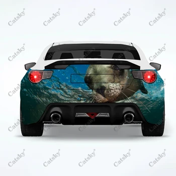 наклейка с изображением животного морского льва на автомобиль, изменяющая внешний вид сзади, подходит для аксессуаров, универсальных наклеек