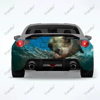 наклейка с изображением животного морского льва на автомобиль, изменяющая внешний вид сзади, подходит для аксессуаров, универсальных наклеек Изображение 2