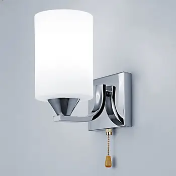 Современный стеклянный светодиодный светильник Настенный бра Светильник для декора спальни с одной головкой и выключателем белого цвета Изображение 2