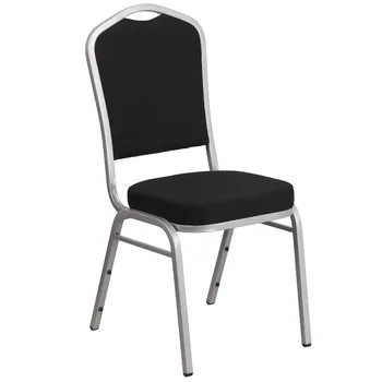 Роскошная мебель серии HERCULES, банкетный стул с откидной спинкой из черной ткани - серебряная рамка
