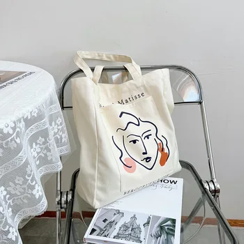 Youda Ladier, новая корейская версия, холщовая сумка для красивой женщины, простые открытые сумки, большая повседневная сумка для покупок Изображение 2