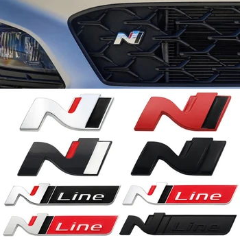 3D Металлический Автомобиль N Line Эмблема Значок Наклейки Наклейка Для Hyundai i20 i30 Kona Tucson Sonata Elantra Veloster Крыло Передняя Решетка Логотип